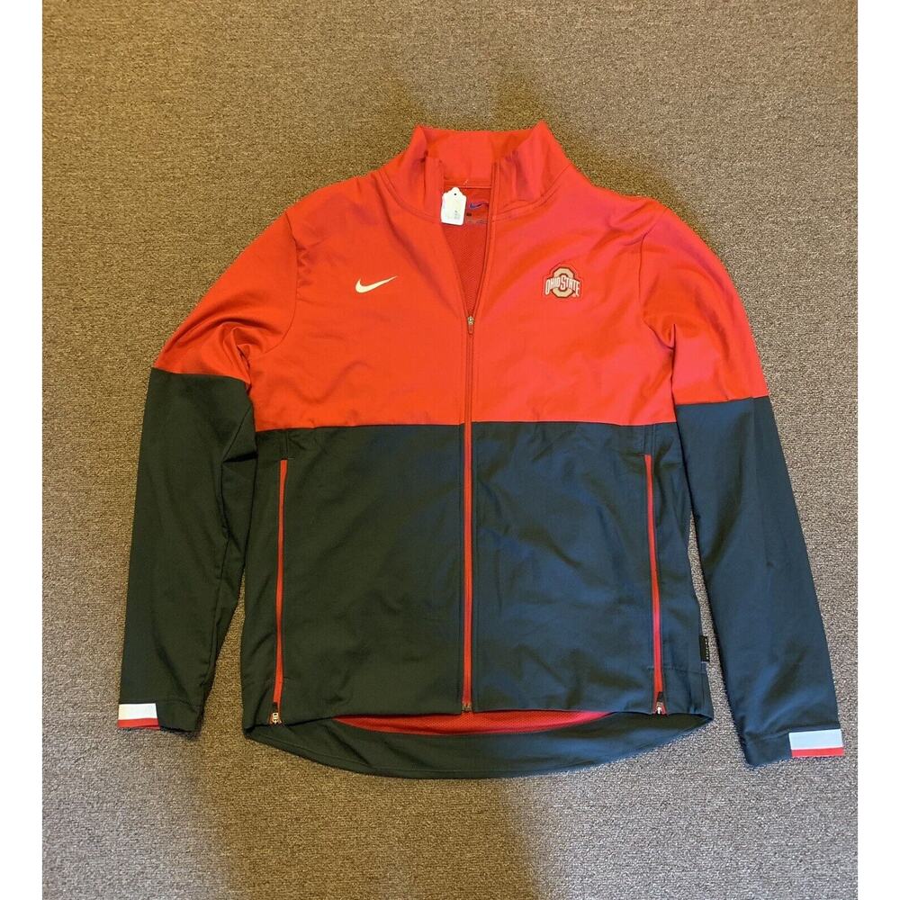 Nike Dri-Fit Ohio State Buckeyes Men's Full-Zip Red Collared Sweatshirt Size M